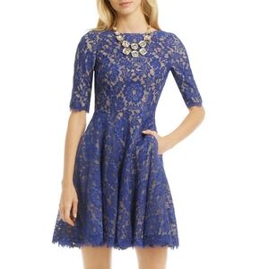 ML Monique Lhuillier Blue Lace A line Mini Alice‎ Dress 2